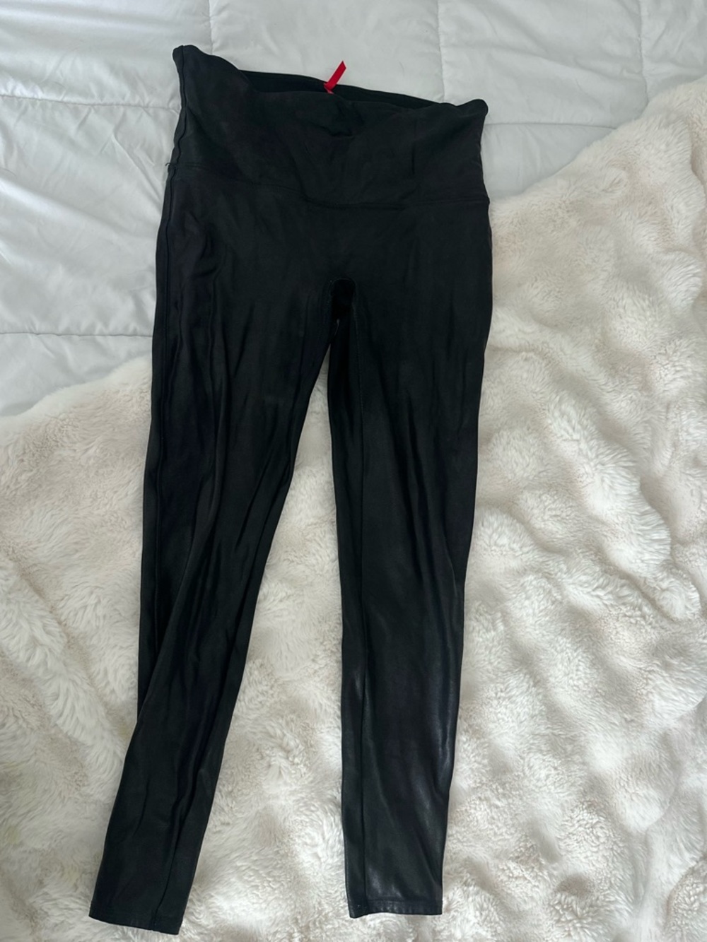 SPANX Black High-Waist Faux Leather Leggings